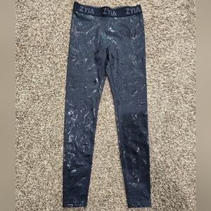 Zyia Banded marble hi rise leggings women black sz 12